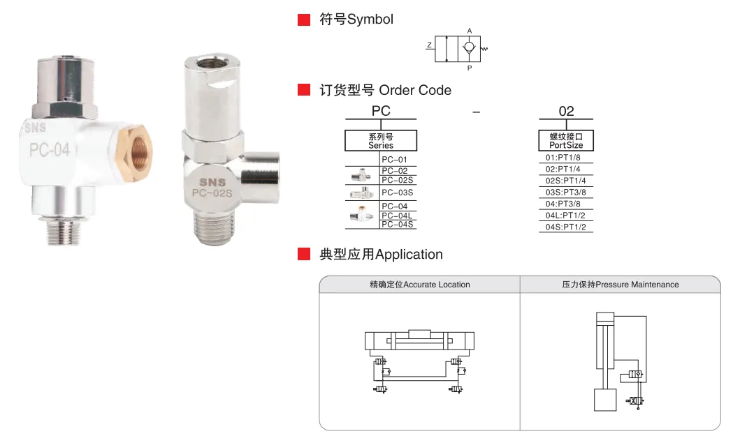 Sns Pneumatic Auxiliary Components Pc Series Data Sheet 1