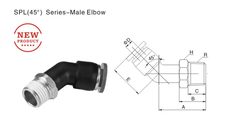 Sns Pneumatic Auxiliary Components Spl45Degree Series Data Sheet 1