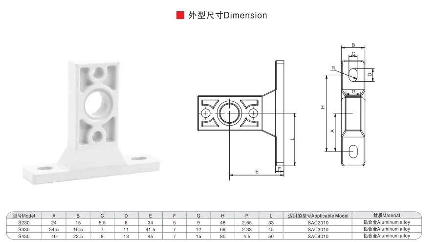 Sns Pneumatic Bracket S230 S330 Series Data Sheet 1