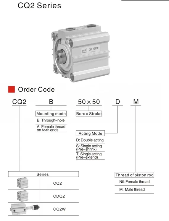 Sns Pneumatic Executive Components Cq2 Series Data Sheet 1