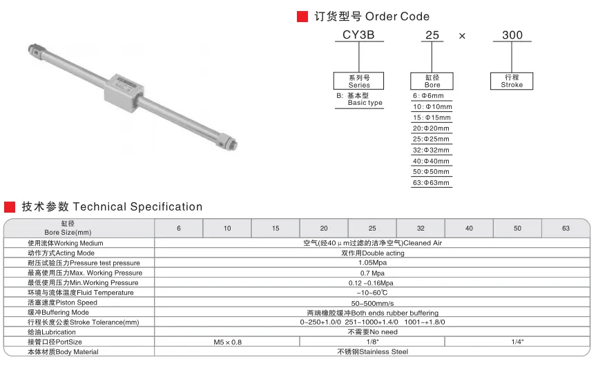 Sns Pneumatic Executive Components Cy3B Series Data Sheet 1